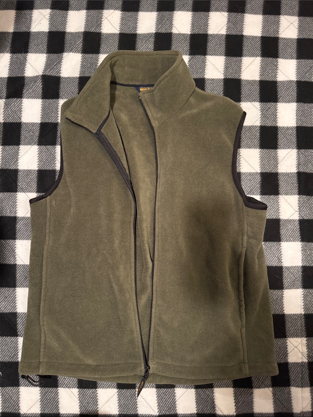 Woolrich Olive Green Fleece Vest - Sleeveless Zip-Up
